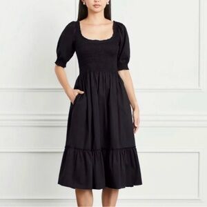 Hill House Louisa Black Cotton Midi Dress XXL